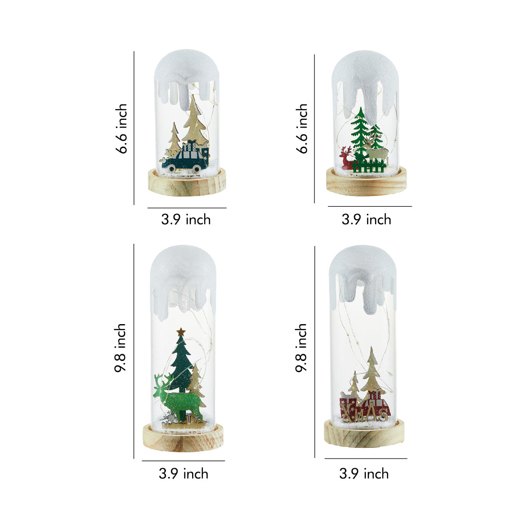 Zasněžená skleněná lampa s kopulí pro sváteční záři
