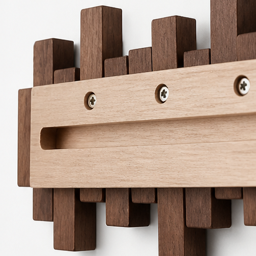 Skulpturaler Holz-Garderobenständer für kunstvolle Eingänge  